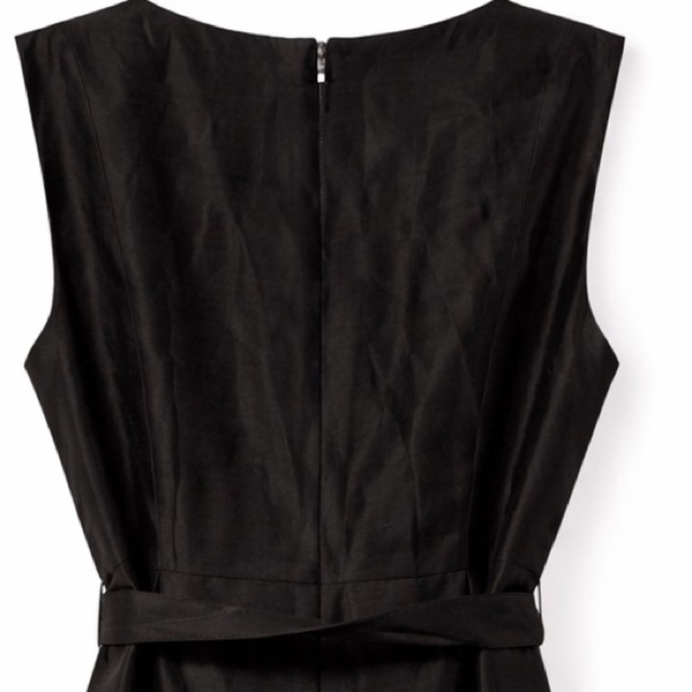 Anthropologie Black Luxury Midi Dress Size 8 Tie Waist Cocktail Party Quillaree - Picture 7 of 9